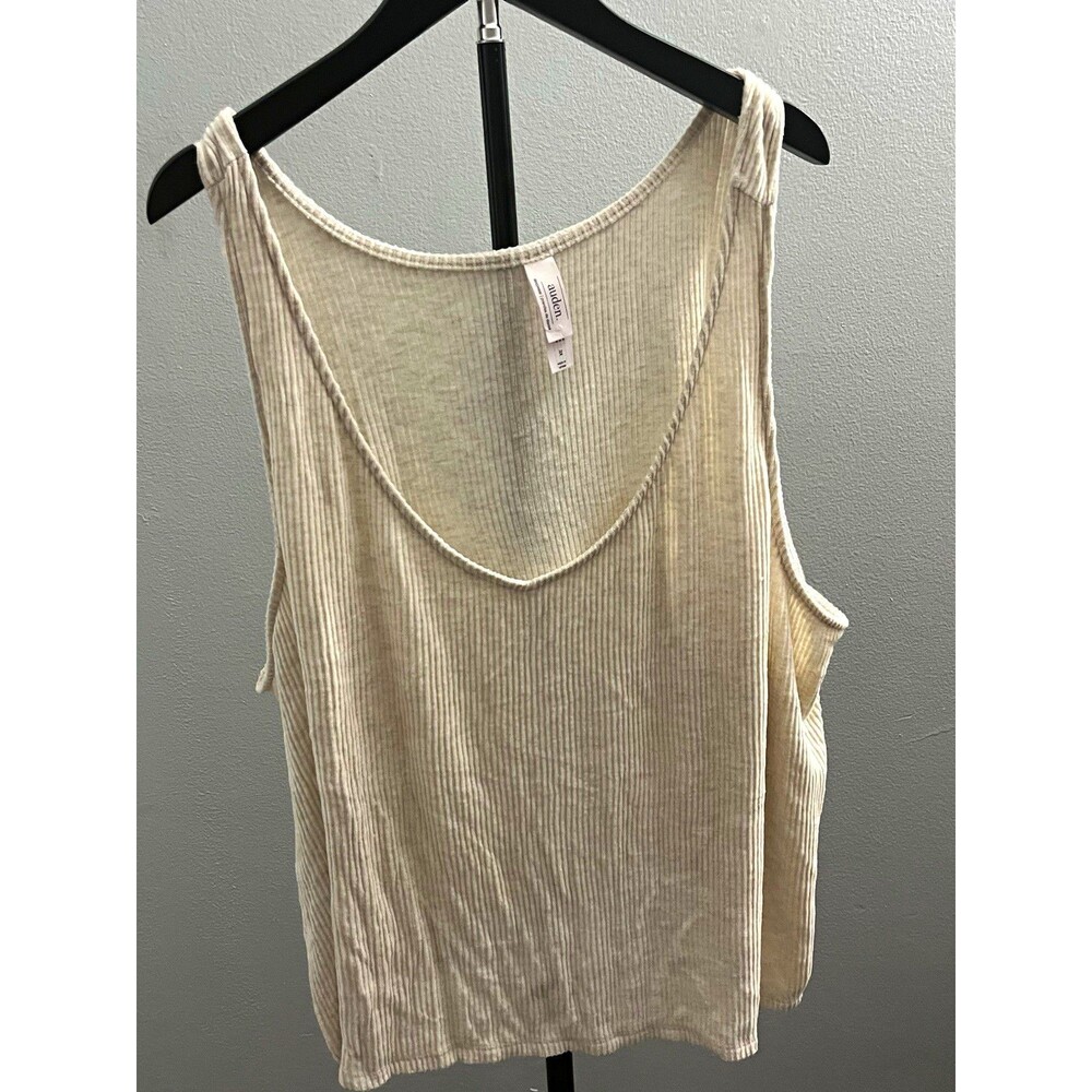 Auden Beige Ribbed Knit Scoop Neck Sleeveless Tank Top 3X Plus